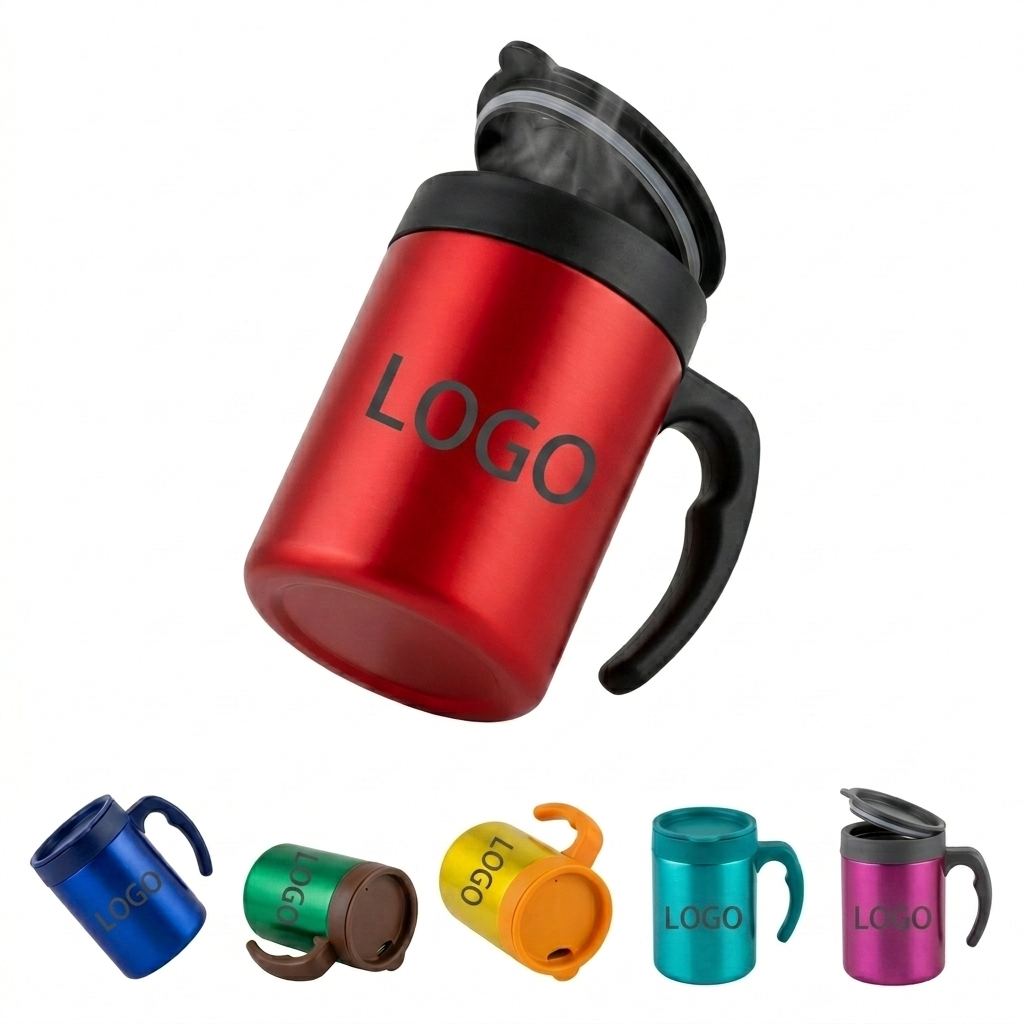 Double-Walled Insulated Stainless Steel Coffee Mug with Spill-Proof Lid