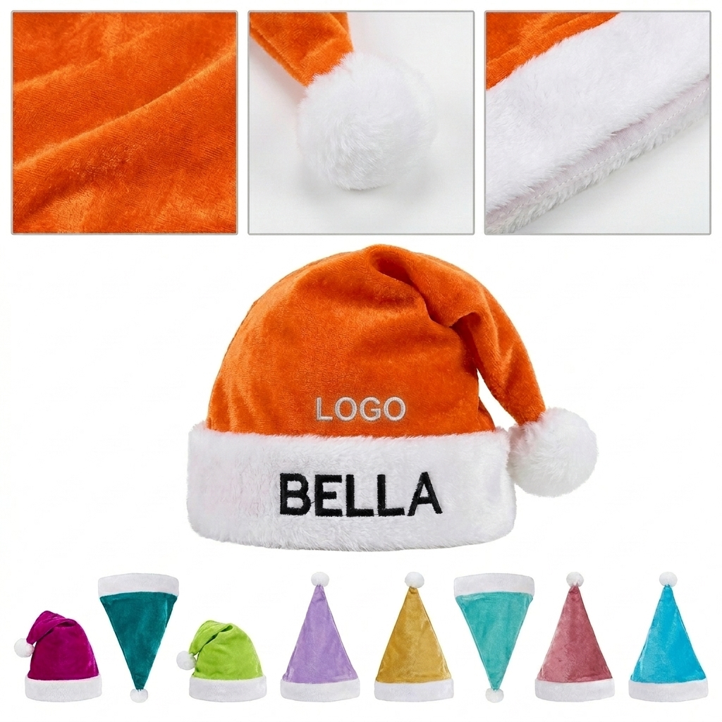 Brightly Colored Personalized Santa Hat Assortment - 12 Pack for Parties