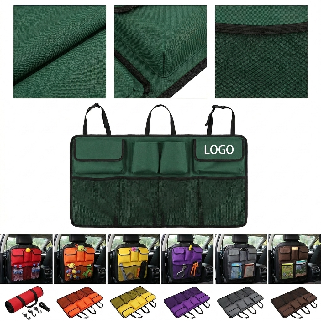 Universal Car Seat Back Protector and Multi-Pocket Storage Organizer