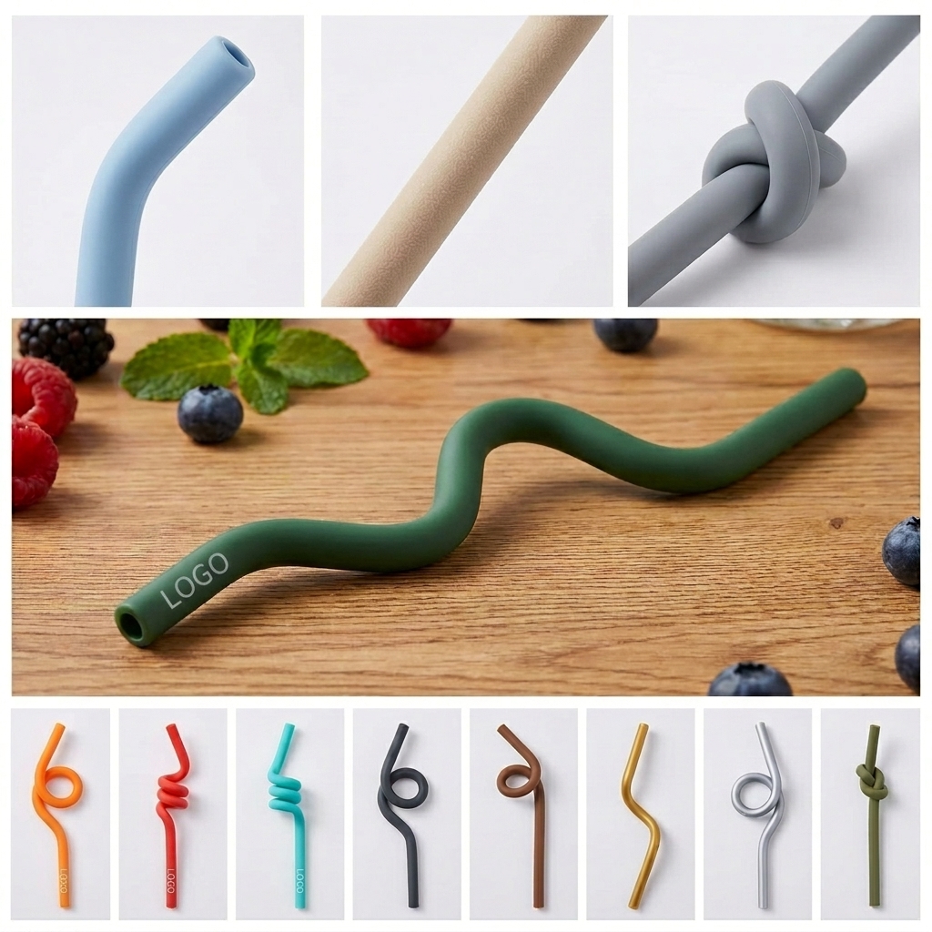 Colorful Flexible Silicone Drinking Straws - Soft, Portable & Dishwasher Safe