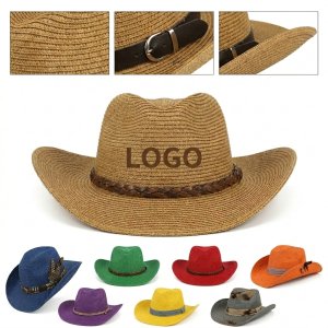 Western Style Straw Cowboy Hat - UPF 50 Sun Protection