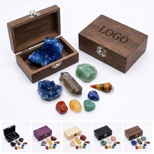 Premium 10-Piece Crystal Collection with Wooden Box & Pendulum