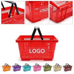 18L Dual-Handle Plastic Grocery Shopping Basket