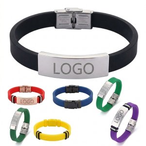 Custom Stainless Steel Personalized Fashion Bracelet with Silicone Band