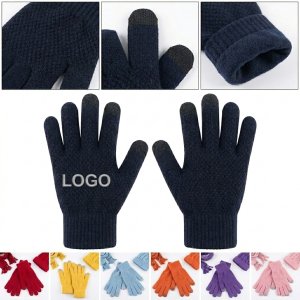 Customizable Touchscreen Winter Gloves - Warm Acrylic Wool Gloves for Phone & Tablet Use